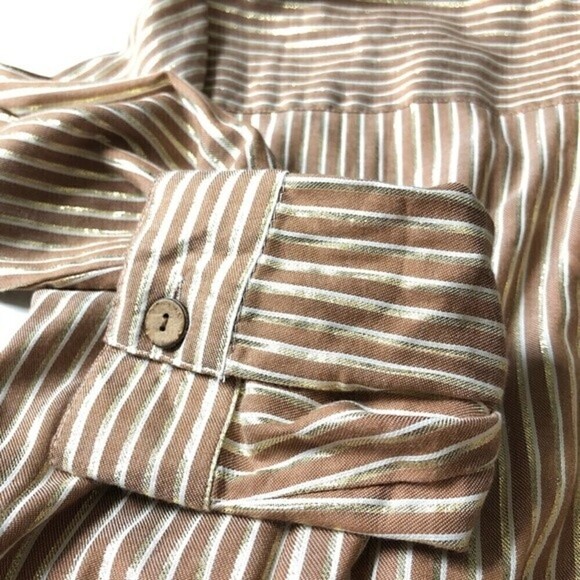 J Glee Gold Stripe Midi Shirtdress Button Front Small - Picture 15 of 15